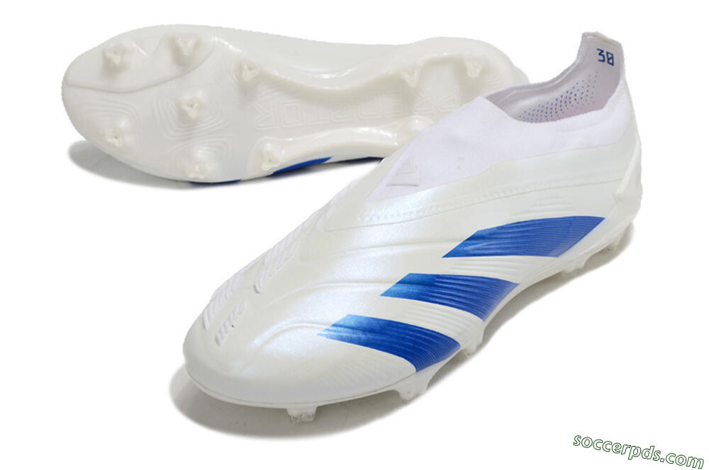 Adidas Predator Elite Laceless FG Low-Tops Football Boots - White/Blue 3