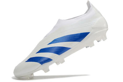 Adidas Predator Elite Laceless FG Low-Tops Football Boots - White/Blue