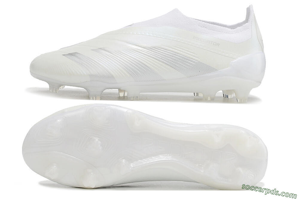 Adidas Predator Elite Laceless FG Low-Tops Football Boots - White/Silver 0