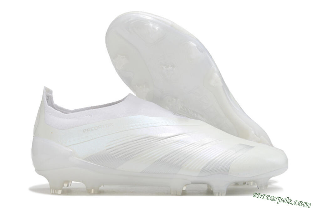 Adidas Predator Elite Laceless FG Low-Tops Football Boots - White/Silver 1