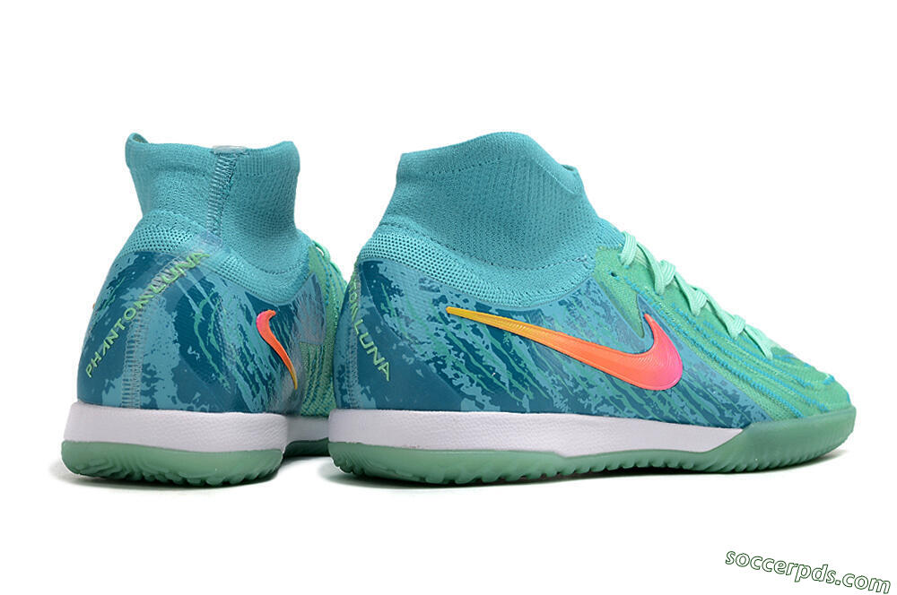 Nike Phantom Luna Elite NU IC High-Tops Football Shoes - Jade/Pink/Orange 6