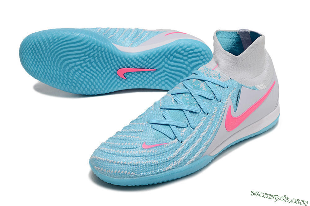 Nike Phantom Luna Elite NU IC High-Tops Football Shoes - Blue/White/Pink 3