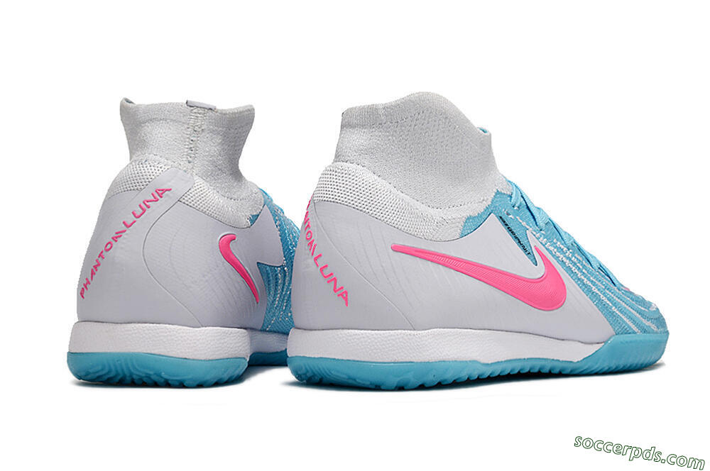 Nike Phantom Luna Elite NU IC High-Tops Football Shoes - Blue/White/Pink 6