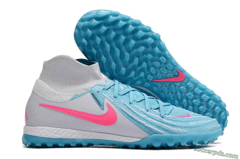 Nike Phantom Luna Elite NU TF High-Tops Football Shoes - Blue/White/Pink 1
