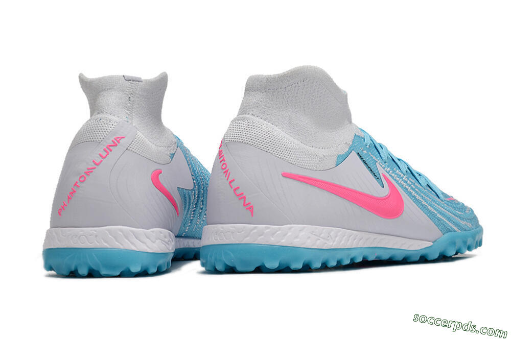 Nike Phantom Luna Elite NU TF High-Tops Football Shoes - Blue/White/Pink 6