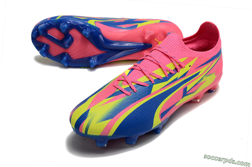 Puma Ultra Ultimate FG Low-Tops Football Boots - Pink/Blue/Yellow 3