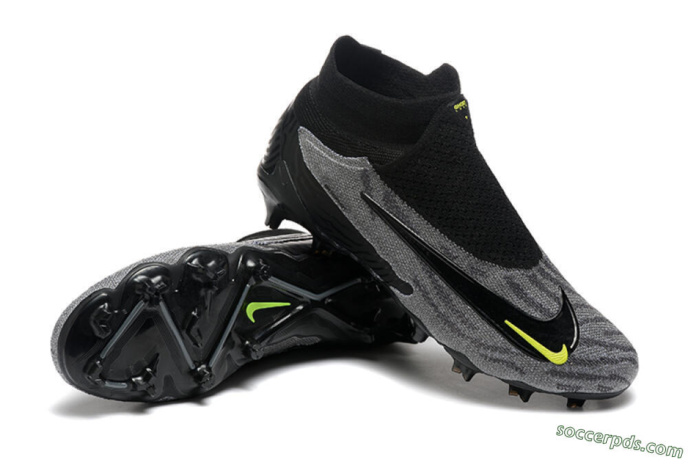 Nike Phantom GX Elite FG High-Tops Football Boots - Black/Grey/Yellow 4