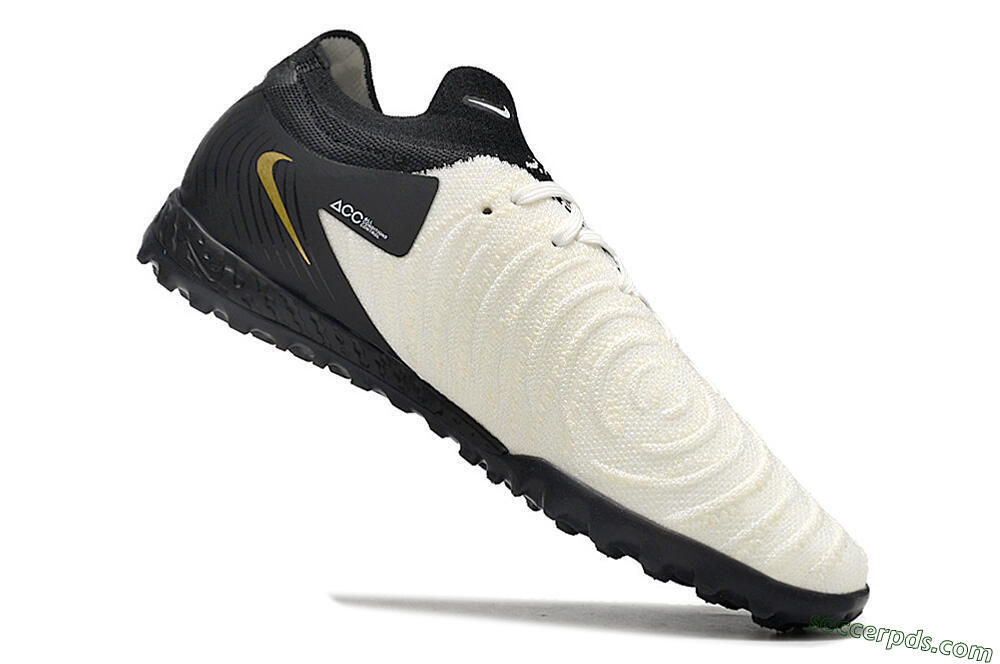 Nike Phantom GX 2 Elite TF Low-Tops Football Shoes - White/Black/Gold 4