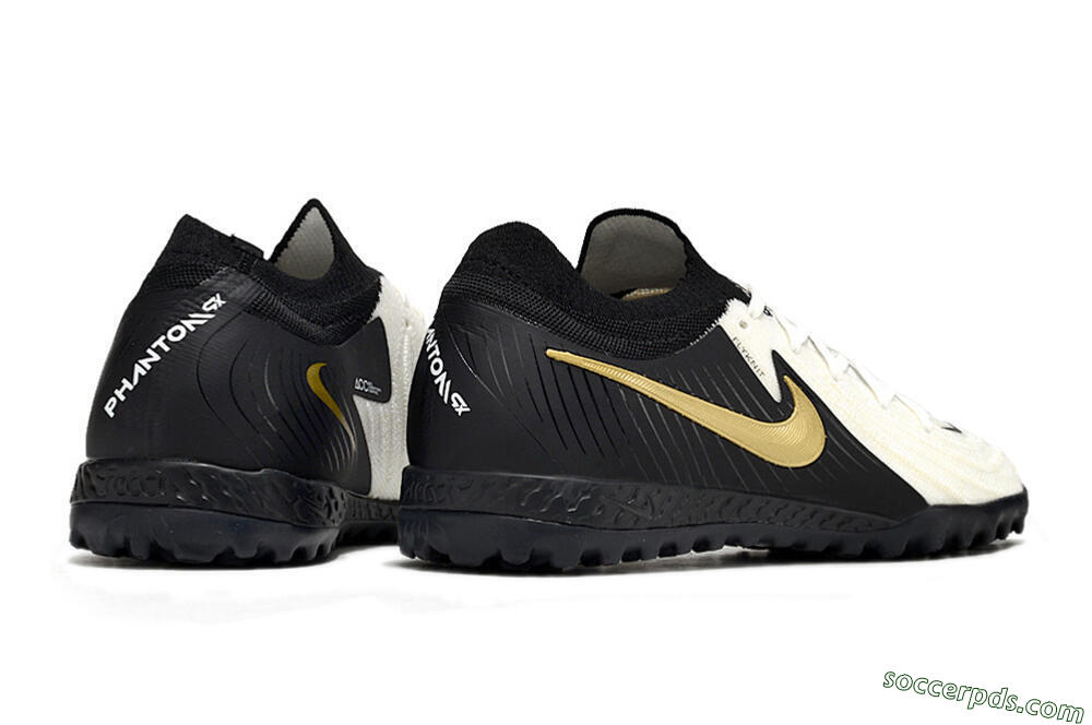 Nike Phantom GX 2 Elite TF Low-Tops Football Shoes - White/Black/Gold 6