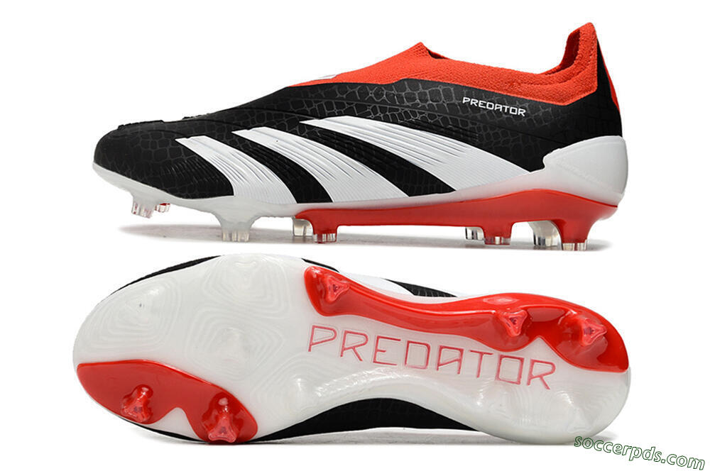 Adidas Predator Elite Laceless FG Low-Tops Football Boots - Black/White/Red 0