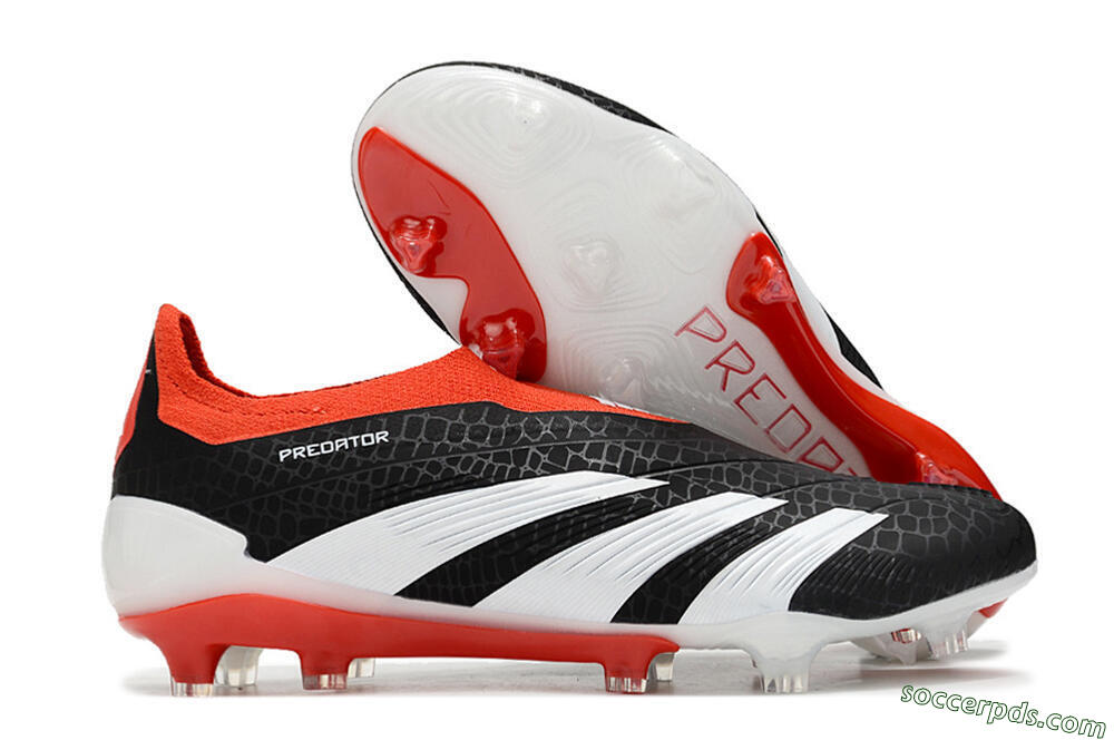 Adidas Predator Elite Laceless FG Low-Tops Football Boots - Black/White/Red 1
