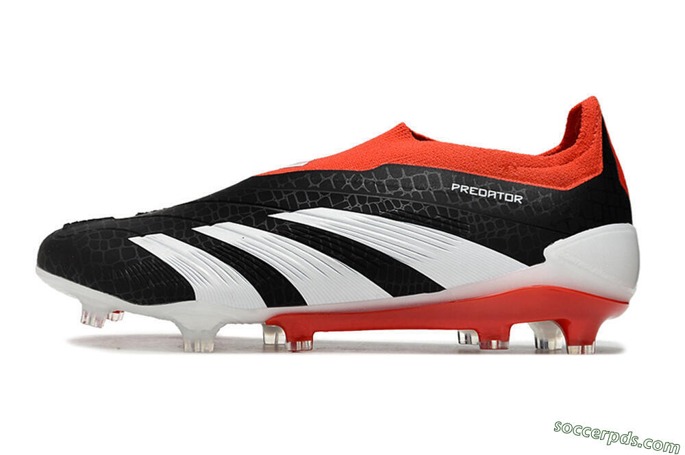 Adidas Predator Elite Laceless FG Low-Tops Football Boots - Black/White/Red 2