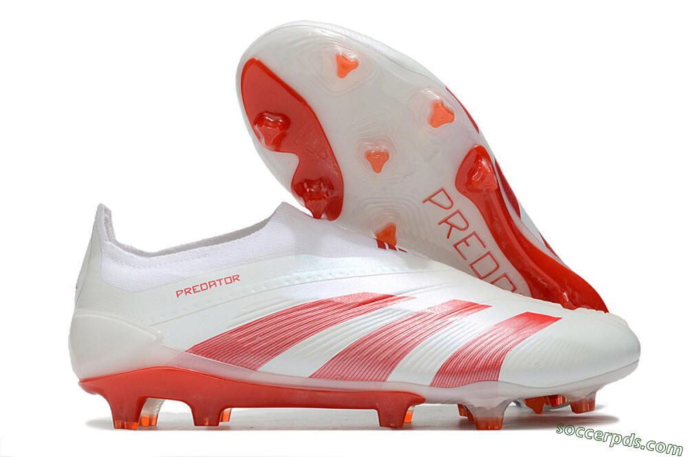 Adidas Predator Elite Laceless FG Low-Tops Football Boots - White/Red 1