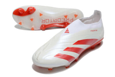 Adidas Predator Elite Laceless FG Low-Tops Football Boots - White/Red