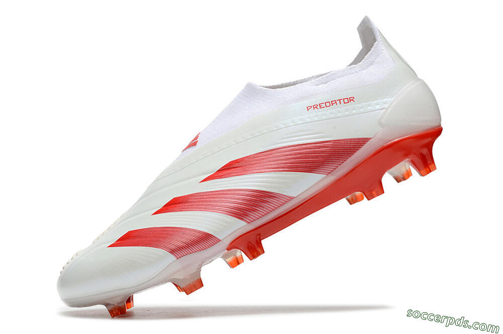 Adidas Predator Elite Laceless FG Low-Tops Football Boots - White/Red 5