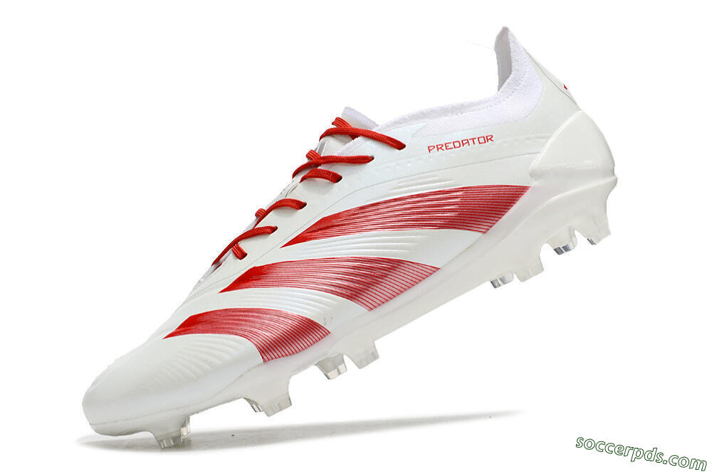 Adidas Predator Elite FG Low-Tops Football Boots - White/Red 5