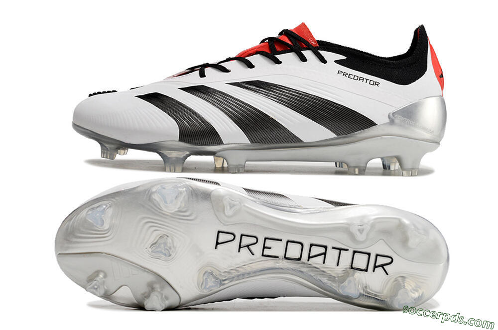 Adidas Predator Elite FG Low-Tops Football Boots - White/Black/Red 0