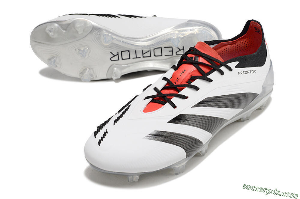 Adidas Predator Elite FG Low-Tops Football Boots - White/Black/Red 3