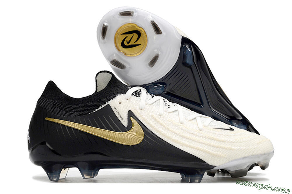 Nike Phantom Luna Elite NU FG Low-Tops Football Boots - White/Black/Gold 1