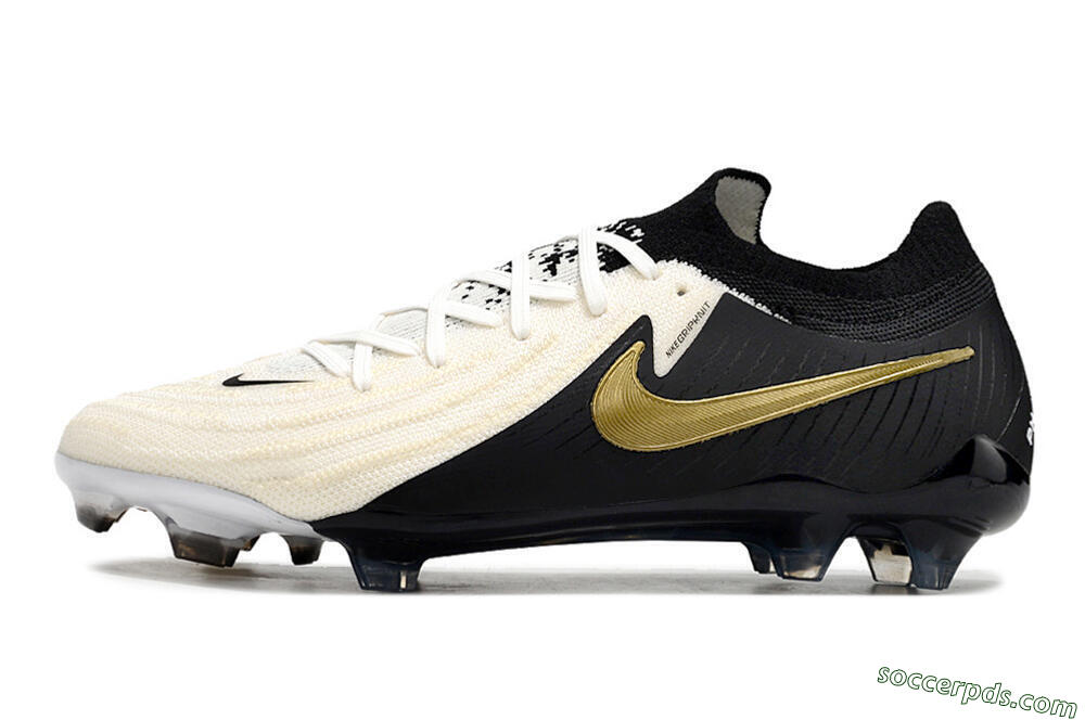 Nike Phantom Luna Elite NU FG Low-Tops Football Boots - White/Black/Gold 2