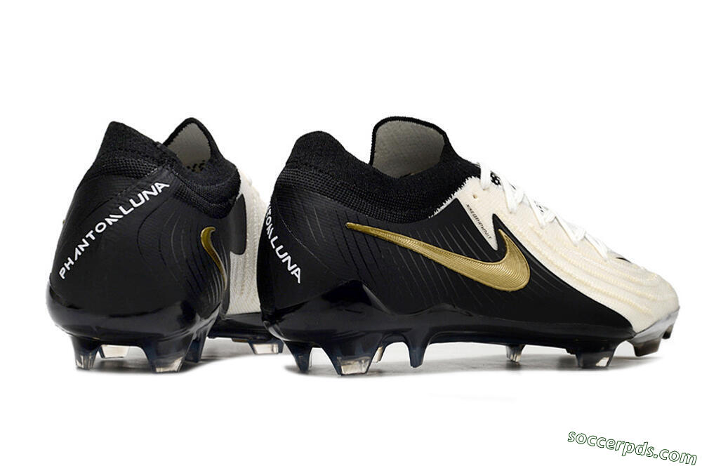 Nike Phantom Luna Elite NU FG Low-Tops Football Boots - White/Black/Gold 6