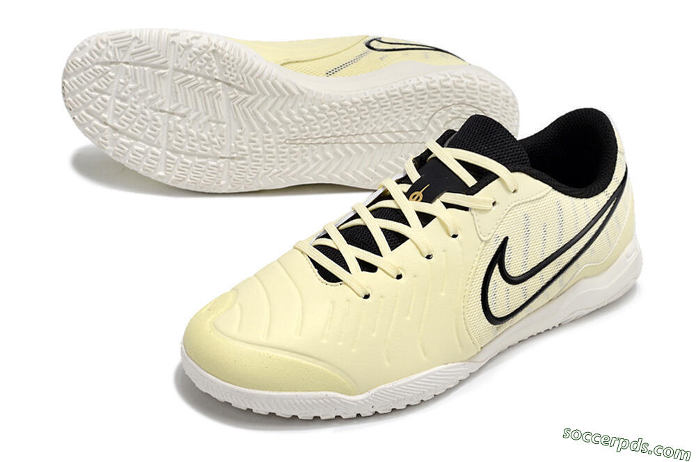 Nike Tiempo Legend 10 Academy IC Low-Tops Football Shoes - Beige/Black/White 3