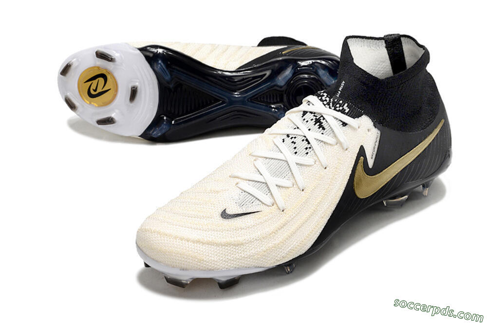 Nike Phantom Luna Elite NU FG High-Tops Football Boots - White/Black/Gold 3