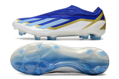 Adidas X Crazyfast.1 Laceless FG Low-Tops Football Boots - Blue/White/Gold