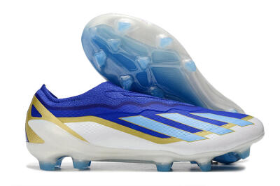 Adidas X Crazyfast.1 Laceless FG Low-Tops Football Boots - Blue/White/Gold