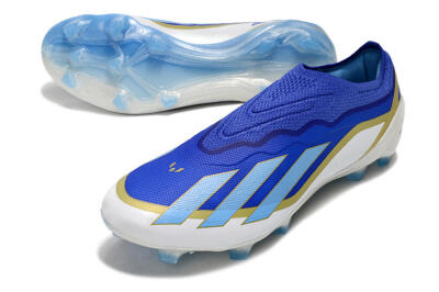 Adidas X Crazyfast.1 Laceless FG Low-Tops Football Boots - Blue/White/Gold