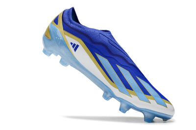 Adidas X Crazyfast.1 Laceless FG Low-Tops Football Boots - Blue/White/Gold