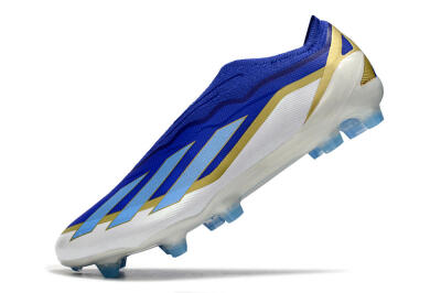 Adidas X Crazyfast.1 Laceless FG Low-Tops Football Boots - Blue/White/Gold