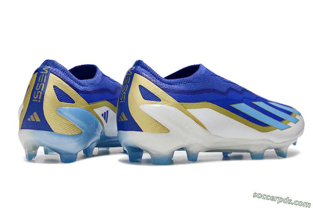 Adidas X Crazyfast.1 Laceless FG Low-Tops Football Boots - Blue/White/Gold 6