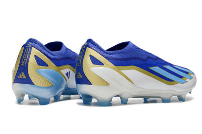 Adidas X Crazyfast.1 Laceless FG Low-Tops Football Boots - Blue/White/Gold