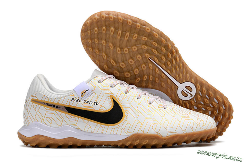 Nike Tiempo Legend 10 Academy TF Low-Tops Football Shoes - White/Black/Gold 1