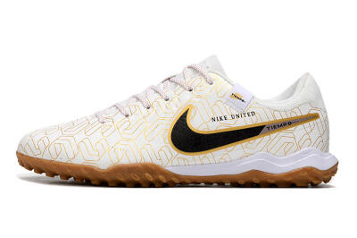 Nike Tiempo Legend 10 Academy TF Low-Tops Football Shoes - White/Black/Gold