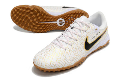 Nike Tiempo Legend 10 Academy TF Low-Tops Football Shoes - White/Black/Gold