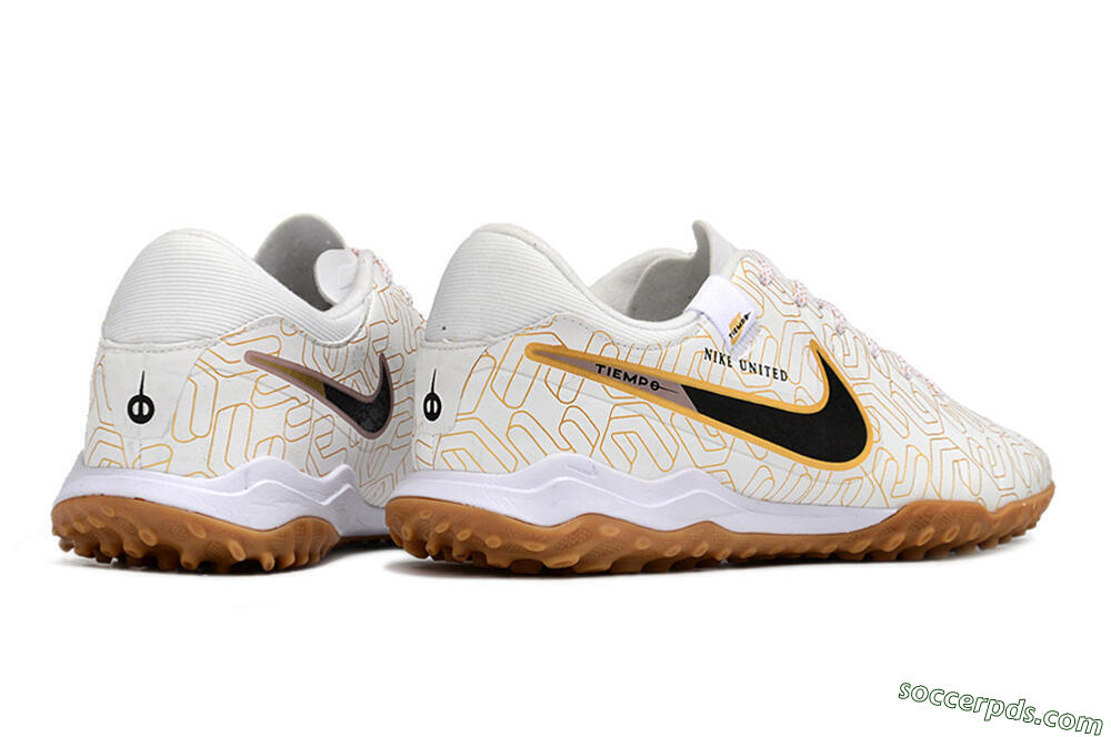 Nike Tiempo Legend 10 Academy TF Low-Tops Football Shoes - White/Black/Gold 6