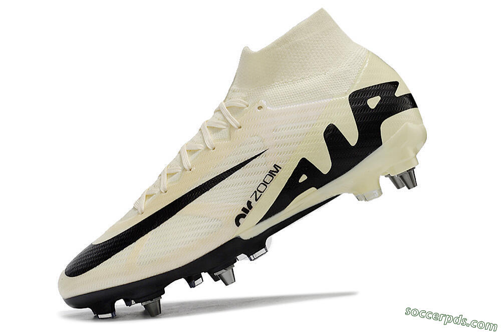 Nike Air Zoom Mercurial Superfly 9 Elite SG High-Tops Football Boots - Beige/Black/White 5