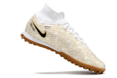 Nike Air Zoom Mercurial Superfly 9 Elite TF High-Tops Football Shoes - White/Black/Gold