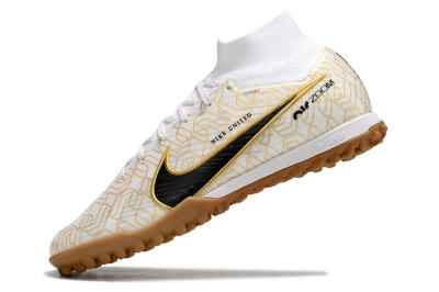 Nike Air Zoom Mercurial Superfly 9 Elite TF High-Tops Football Shoes - White/Black/Gold