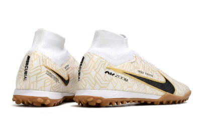 Nike Air Zoom Mercurial Superfly 9 Elite TF High-Tops Football Shoes - White/Black/Gold