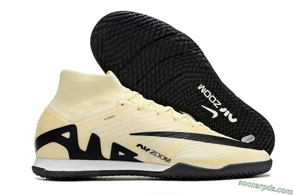 Nike Air Zoom Mercurial Superfly 9 Elite IC High-Tops Football Shoes - Beige/Black/White 1