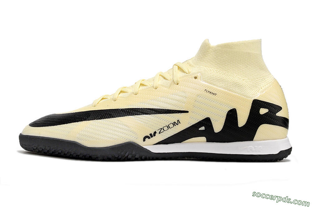 Nike Air Zoom Mercurial Superfly 9 Elite IC High-Tops Football Shoes - Beige/Black/White 2