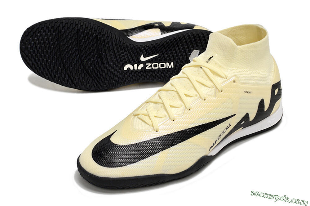 Nike Air Zoom Mercurial Superfly 9 Elite IC High-Tops Football Shoes - Beige/Black/White 3