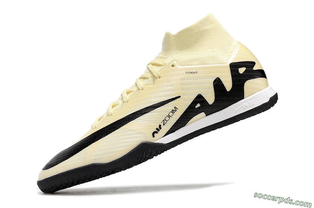 Nike Air Zoom Mercurial Superfly 9 Elite IC High-Tops Football Shoes - Beige/Black/White 5