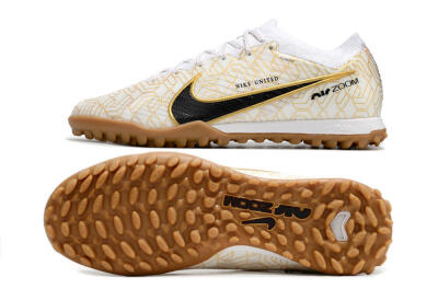 Nike Air Zoom Mercurial Vapor 15 Elite TF Low-Tops Football Shoes - White/Black/Gold
