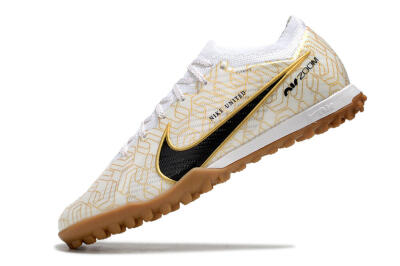 Nike Air Zoom Mercurial Vapor 15 Elite TF Low-Tops Football Shoes - White/Black/Gold