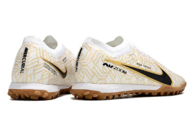 Nike Air Zoom Mercurial Vapor 15 Elite TF Low-Tops Football Shoes - White/Black/Gold
