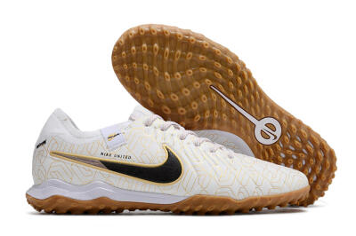Nike Tiempo Legend 10 Pro TF Low-Tops Football Shoes - White/Gold/Black